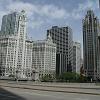 Sunday, May 29, in Chicago - The view of the Wrigley Building (left) - and Tribune Tower as seen from our hotel.