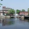 The Main Street dam on the Contoocook River and old Jaffrey Mills building - Jaffrey, New Hampshire