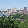 A view of the St. Paul skyline with the Mississippi River flowing by.