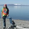 Yellowstone National Park - We stop at the shore of Yellowstone Lake with a view of the mountains to the south.
