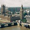 Rising above Big Ben, Parliament and Westminster Abbey