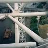 Looking down at the river - through the framework of the wheel