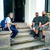 Sitting on the steps of the Altonear Museum