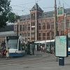 Trams in front of Centraal Station