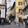 Upon arriving in Florence we took a day trip to Pisa. - Here we are walking through Pisa on the way to the Leaning Tower