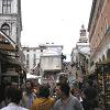 A view of the huge Rialto Bridge from the market