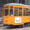 We were surprised to see that the antique trolley cars used in - San Francisco, which came from Milan, are still being used in Milan as well. -  They are the same color and have the same numbering here as in San Francisco.