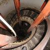 Looking down the circular stairway.