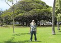 Bill in front of a huge Banyan tree at Kapiolani Park.