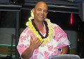 Sunday evening we went to a luau.  This is Gerald, - our host, who kept us amused on the bus ride to the luau site.