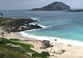 The view of the beach and nearby islands from the highway.