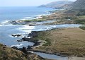 The view of the coast from the south side of the hill we were climbing.  Note all of the black lava rock.