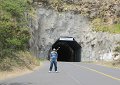 You have to walk through this tunnel to get to the inside of the crater.