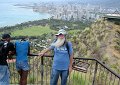Bill and the view of Waikiki.  Note the flat cement platform on the ridge to the right.