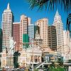 Wide view of New York, New York. - Yes, that's a roller coaster winding in front of the hotel.