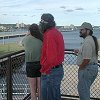 In late afternoon we came to the locks at Sault Ste. Marie. - The buildings in the distance are in Canada.