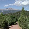 It was nice to see trees again after two days on the plains. - Pike's Peak is in the distance.