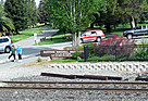 Cars and pedestrians waiting for us as we pass the Martinez Regional Shoreline Park