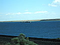 A barge going down the Columbia River