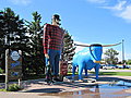 June 24: It's Paul Bunyan and his Blue Ox in Bemidji, Minnesota. - Look how small Larry is in comparison.