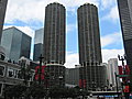 The circular twin towers of Marina City, apartments and condominiums