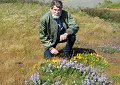 Larry with lupine and California poppies.