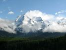 First sight of the impressive Mount Robson, the highest of the Canadian Rockies.