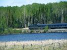 A view of the end of the train from the third Skyline dome car. - We see the Park Car at the end and our sleeping car, #222, in front of it.