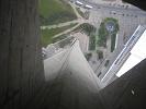 The view looking down through the glass floor!  Yikes!