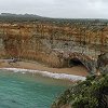 Sandstone cliffs and a small cave