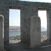 It overlooks the Columbia River gorge with high mountains to the south and north - so it never sees a solstice sunrise or sunset. The sun is in the west in all of these photos - to give those with an interest an orientation. The monument is actually 4 degrees out of alignment - because when it was built, its significance as an astronomical tool was not yet known, - and precise alignment was not seen as critical.