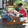 We had dinner at a pub with outdoor seating. - July 13, 2004