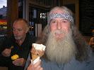 We stop for ice cream after dinner and Bill makes a mess of his beard
