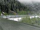 We find snow as we go over Yellowhead Pass 