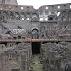 The arena level of the Colosseum.  The floor is missing exposing the underground passages.