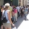 At 1 pm we had reservations to the Accademia to see - the famous Michelangelo's David.  We found a long line.