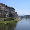 Looking east up the Arno River.  The Uffizi Gallery is on the left.