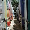 April 3 - Walking through a line of surf boards to the beach.