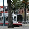 The N-Judah line in front of the ball park.