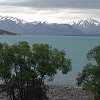 Lake Tekapo with the snow covered mountains to the northwest