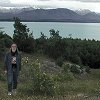 Bill next to the wild roses by Lake Tekapo