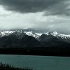 Storm clouds brew over the mountains