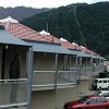 At our hotel, the Blue Peaks Lodge in Queenstown. - We're off to ride the ski lift you see in the distance.