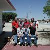 Outside the Morongo Valley Cafe - front: Jim, Larry, Dick; rear: Larry, Michael, Rick, Bill