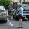 Jack and Michael chatting next to Rick's Prius with his K6VE ham radio - license plate and Jack's Blazer with his AA6HF ham radio plate