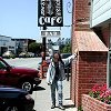 Rick in front of the restaurant - He noticed the railroad theme!