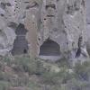 The rock walls at Bandelier where Indians built their dwellings.