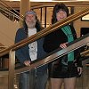 Bill and Sue on the curved escalators - at San Francisco Center