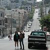 Sue and Larry on Lombard Street - See the "crookedest" portion in the distance!