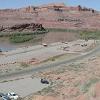 The river is the Colorado.  We are off on our hike to Corona Arch.